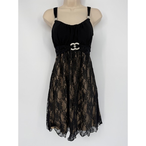 Dresses & Skirts - Dark Lace Floral Babydoll Dress‎ M Coquette Fairy Grunge Y2K